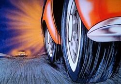 その後ろを速水が乗ったタクシーが飛ばしていた「運ちゃん、逃がすんじゃないぞ！」