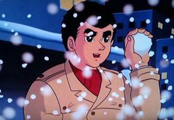 ルミに雪玉を投げられ