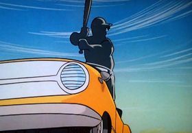 そこへ現れたスポーツカー、そして黒い影！