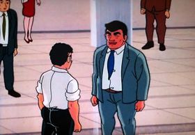 伴の背広姿、おっさんか