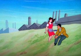 一方、鼻緒を直した一徹は土手で放心