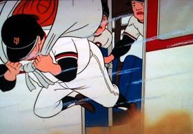 しかし懐かしい姿を見てバスを飛び降りる